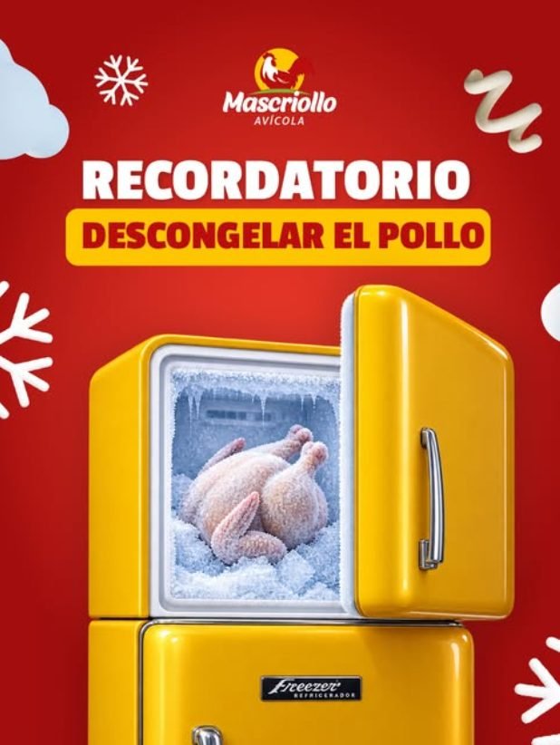 Publicación de Mascriollo: recordatorio, descongelar el pollo